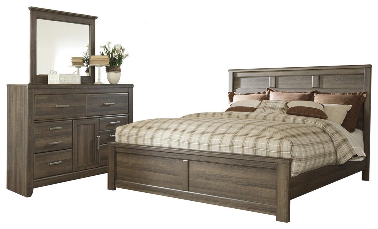Ashley (Signature Design) Juararo King Panel Bed, Dresser and Mirror Johnny Janosik Bedroom
